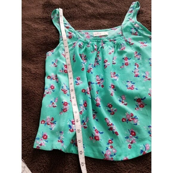 Hollister Women's Beach Summer Crop Tank Top Size (S) Green Floral Open Back - Picture 9 of 10